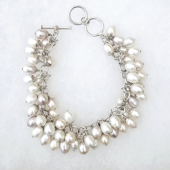 FLASH SALE! Silpada Pink Silver Champagne Pearl Cha Cha Sterling Silver Bracelet - Picture 1 of 15